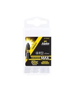 PZ2 x 25mm Alpha ThunderMAX Impact Pozi Insert Driver Bit - 10 Pack Handipak PZ225SMH