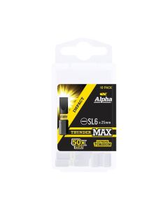 SL6 x 25mm Alpha ThunderMAX Impact Slot Insert Driver Bit - 10 Pack Handipak SL625SMH