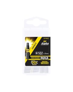 SQ2 x 25mm Alpha ThunderMAX Impact Square Insert Driver Bit - 10 Pack Handipak SQ225SMH