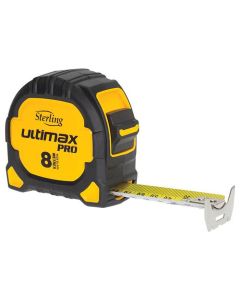 8m x 27mm Pro Double Sided Metric Tape Measure Ultimax Sterling TMFX8027