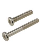 M8 x 1.25p Metric Coarse Nickel Plated JCB Furniture Connector Socket (5mm Key) Screw Low Tensile Class 4.6